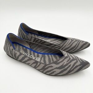 Rothy's the Point Grey Zebra Pointed Toe Slip On Flat Shoes